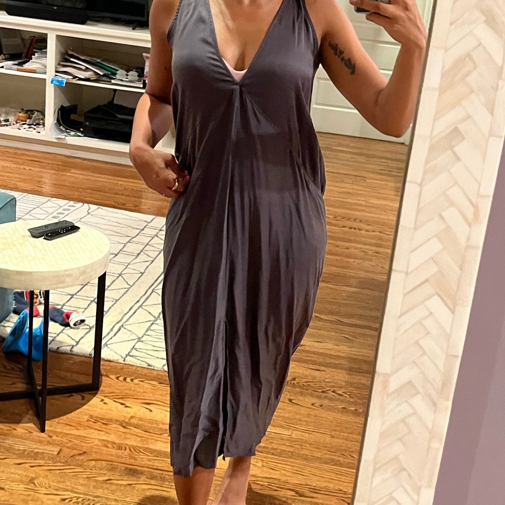 NWT Michelle Jonas charcoal sexy drapey dress